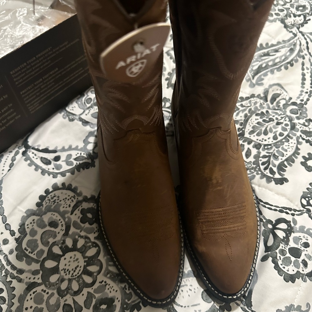 Ariat Embroidered Brown Leather Boots - Picture 2 of 6